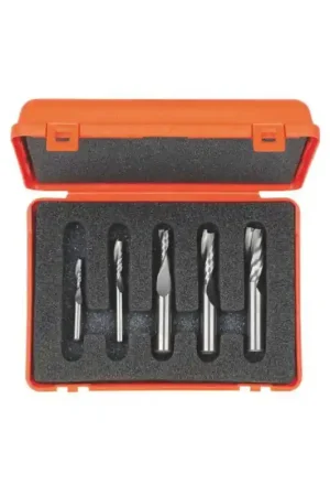 Usine Directe Coffret CMT de 5 fraises à coupes hélicoïdales positives, Queue de 8mm