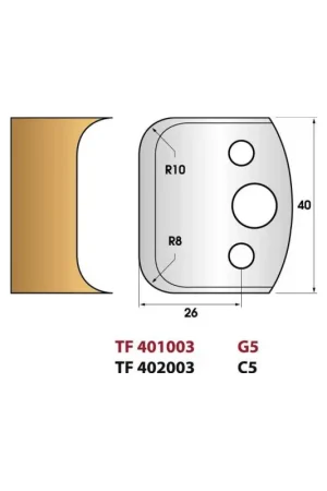 Affaire À Saisir Jeu de 2 fers de toupie n°003 pour congés rayon 8 et 10, hauteur 40 mm