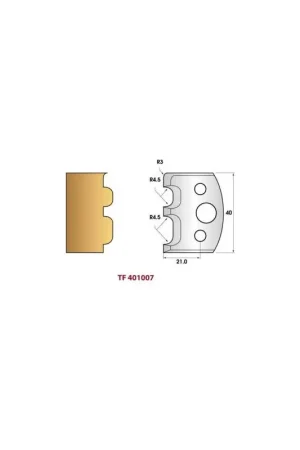 Acheter Direct Jeu de 2 fers de toupie n°007 profil baguette, hauteur 40 mm