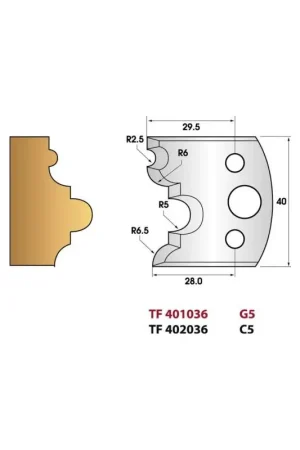 Acheter Direct Jeu de 2 fers de toupie n°036 profil astragale, hauteur 40 mm