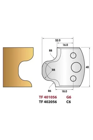 Achat Immédiat Jeu de 2 fers de toupie n°056 profil gueule de loup, hauteur 40 mm