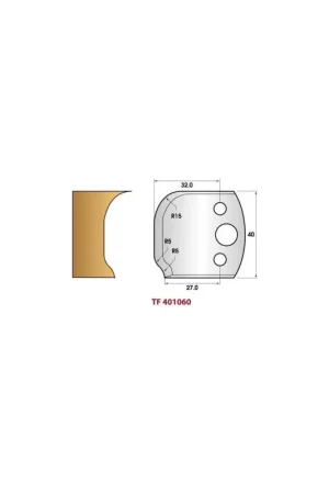Acheter Direct Jeu de 2 fers de toupie n°060 pour moulure, hauteur 40 mm