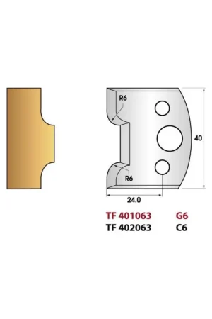 Vente Flash Jeu de 2 fers de toupie n°063 pour moulure, hauteur 40 mm