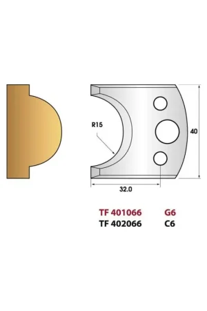 Jeu de 2 fers de toupie n°066 profil mouton, hauteur 40 mm Haute Qualité