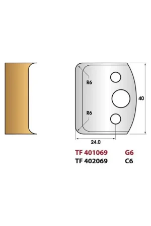 Affaire À Saisir Jeu de 2 fers de toupie n°069 pour moulure, hauteur 40 mm