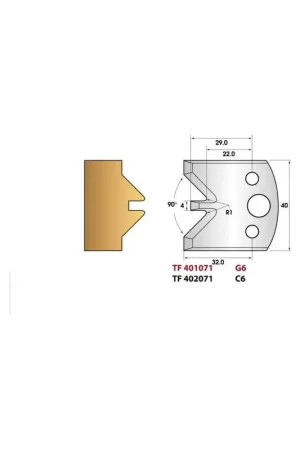 Jeu de 2 fers de toupie n°071 pour enture femelle, hauteur 40 mm Authentique