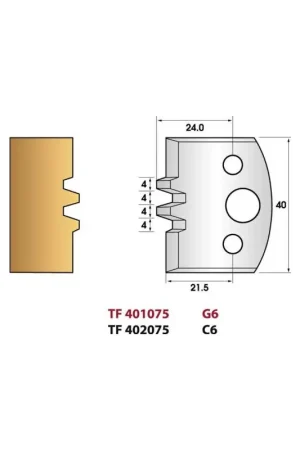 Jeu de 2 fers de toupie n°075 pour bouvetage , hauteur 40 mm Petit Prix