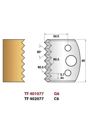 Jeu de 2 fers de toupie n°077 pour bouvetage , hauteur 40 mm Quantité Limitée