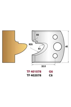 Retour Gratuit Jeu de 2 fers de toupie n°078 profil bec de corbin , hauteur 40 mm