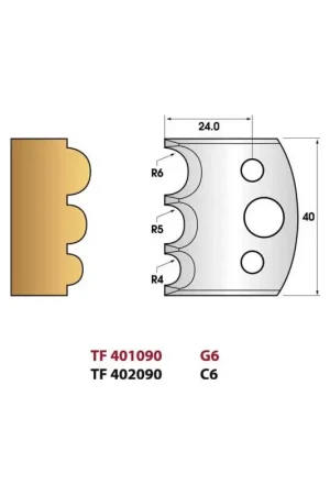 Jeu de 2 fers de toupie n°090 profil tourillons, hauteur 40 mm Commande En Gros