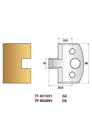 Jeu de 2 fers de toupie n°091 pour rainure de 10mm, hauteur 40 mm Vente Directe