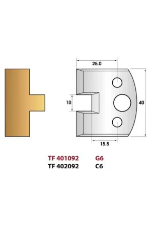 Offre Spéciale Jeu de 2 fers de toupie n°092 pour languette de 10mm, hauteur 40 mm