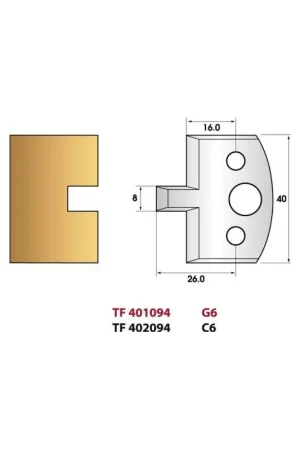 Livraison Express Jeu de 2 fers de toupie n°094 pour rainure de 8mm, hauteur 40 mm