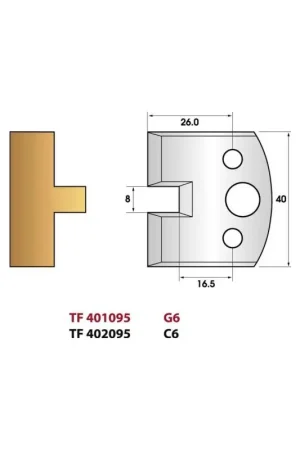 Jeu de 2 fers de toupie n°095 pour languette de 8mm, hauteur 40 mm Commander Maintenant