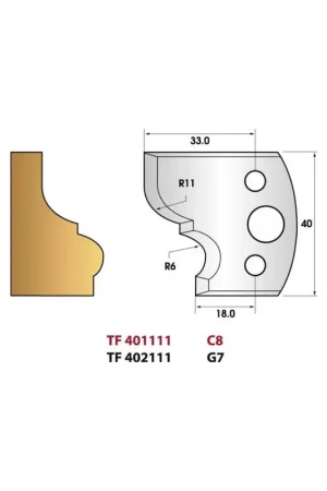 Bon Marché Jeu de 2 fers de toupie n°111 pour corniche, hauteur 40 mm