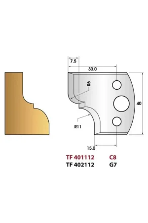 Jeu de 2 fers de toupie n°112 pour corniche, hauteur 40 mm Soldes
