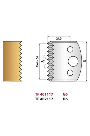 Jeu de 2 fers de toupie n°117 pour enture de 4mm, hauteur 40 mm Solde