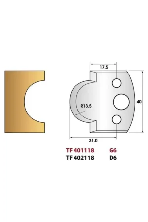 Bon Plan Jeu de 2 fers de toupie n°118 profil gueule de loup, hauteur 40 mm