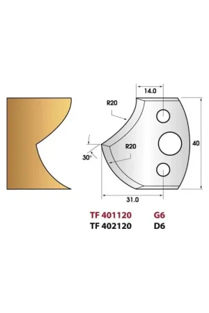 Seulement Aujourd'hui Jeu de 2 fers de toupie n°120 profil rayon 20, hauteur 40 mm