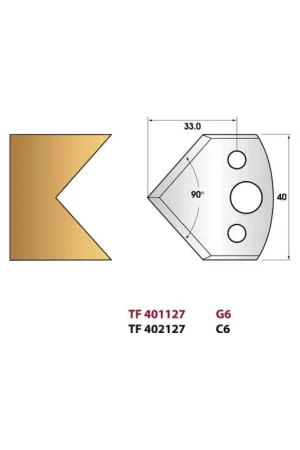 Jeu de 2 fers de toupie n°127 pour chanfrein 45°, hauteur 40 mm Seulement Aujourd'hui