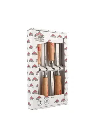 Affaire À Saisir Coffret de 4 Ciseaux à Bois Stubai - Largeur 12, 16, 20, 24 mm - Manche en bois