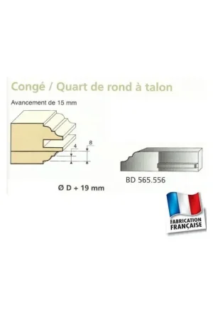 Jeu de 2 Couteaux 15mm CONGE 1/4 DE ROND A TALON - Travail par dessous - Le ravageur BD565556 Produit De Marque