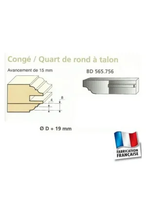 Jeu de 2 Couteaux 15mm CONGE 1/4 DE ROND A TALON - Travail par dessus - Le ravageur BD565756 Vente Directe