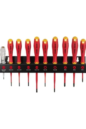 Tournevis XL rack 10 pièces Ergonic VDE E-slim jeu SL/PH/PZ/TORX Remise