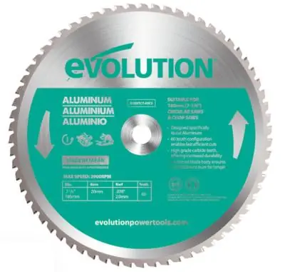 Lame Aluminium pour scie circulaire 185 mm - 60 dents alésage 20mm Commander Maintenant