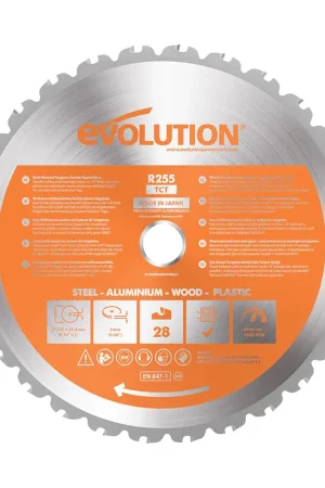 Lame multi-matériaux 255mm TCT 28 dents alésage 25,4mm Evolution pour scie à onglet et scie sur table Acheter Direct