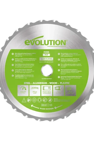 Lame multi-matériaux TCT 255mm 24 dents alésage 25,4mm Evolution pour Scie à onglet et Scie sur table Quantité Limitée
