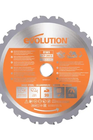 Lame multi-matériaux TCT 185mm 20 dents alésage 20mm Evolution pour scie circulaire Marque