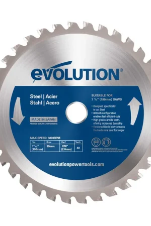 Lame acier TCT 185mm 40 dents alésage 20mm Evolution pour scie circulaire Dernière Chance