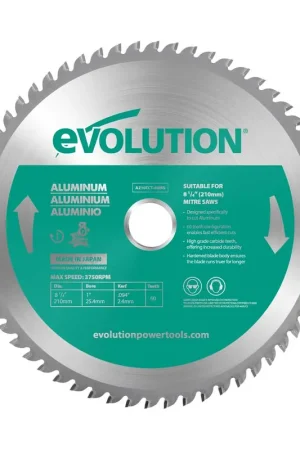 Jusqu'à Épuisement Des Stocks Lame spéciale pour la découpe de l'aluminium TCT 210mm Evolution 60 dents alésage 25,4mm pour scie à onglet