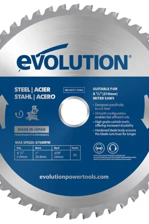 Lame acier TCT 210mm 50 dents alésage 25,4mm Evolution pour scie à onglet Meilleur Choix