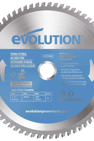 Commande En Gros Lame de précision pour acier TCT 185mm 68 dents alésage 20mm Evolution pour scie à onglet