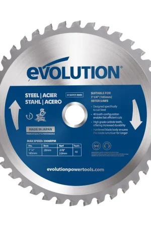 Bon Marché Lame acier TCT 185mm 40 dents alésage 20mm Evolution pour scie à onglet