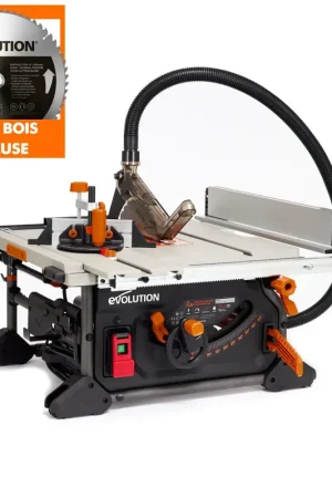 Bon Marché Pack Evolution : Scie sur table Evolution R255TBL+ 255mm 1800W avec lame multi-matériaux TCT + lame expert bois supplémentaire