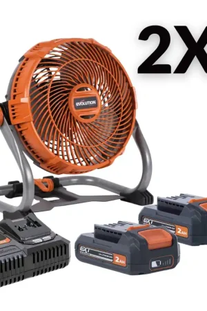 Ventilateur portable Evolution avec 2x batterie 2Ah et chargeur Jusqu'à Épuisement Des Stocks