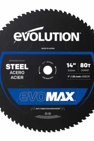Lame Acier EVOMAX 355 mm à 80 dents pour coupe professionnelle et intensive Promotion Saisonnière